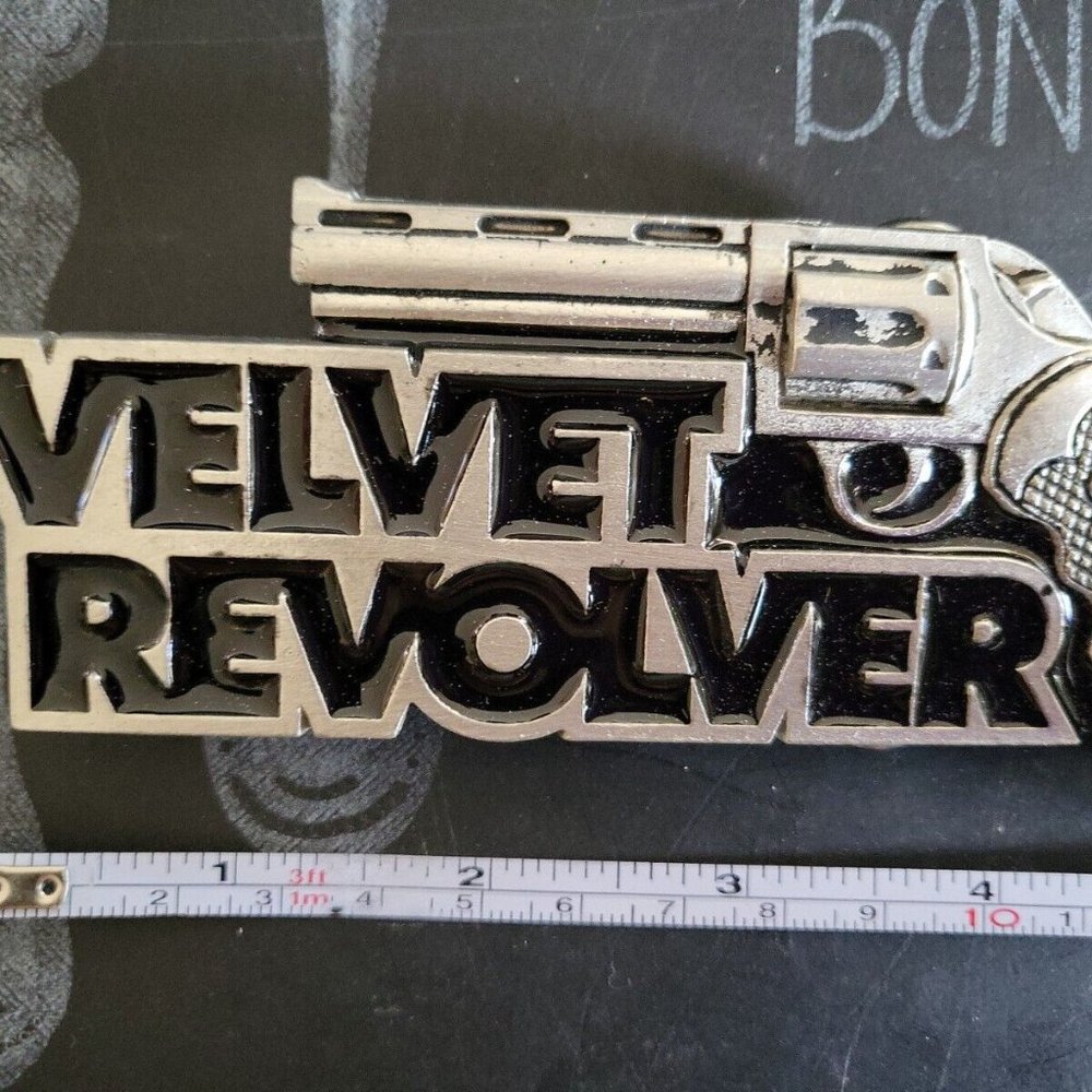 Vintage VELVET REVOLVER Gun PISTOL Silver BELT BUCKLE Free Ship! Rock n' Roll